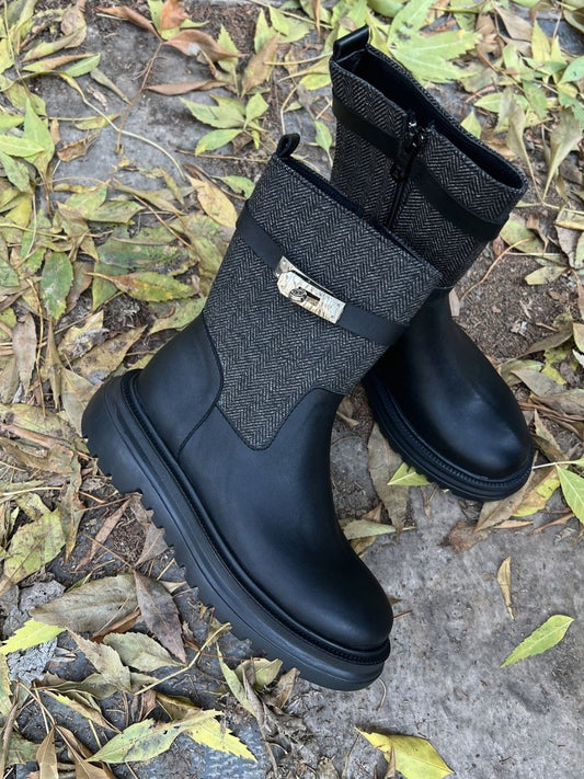 Women's Colorblock Button Detail Boots