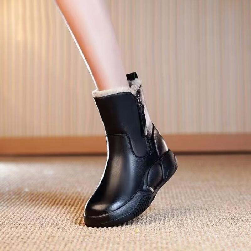 Women's Winter Zipper Round Toe Plush Orthopedic Boots