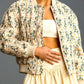 Fashionable Embroidered Daisy Bomber Jacket