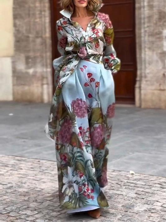 Fashion Long Sleeve Floral Loose Maxi Dress