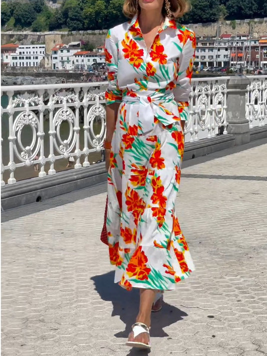 Long Sleeve Floral Shirt Dress