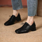 New Lace-Up Lambskin Low Heel Square Toe Loafers