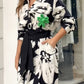 Colorblock Long Sleeve Print Dress