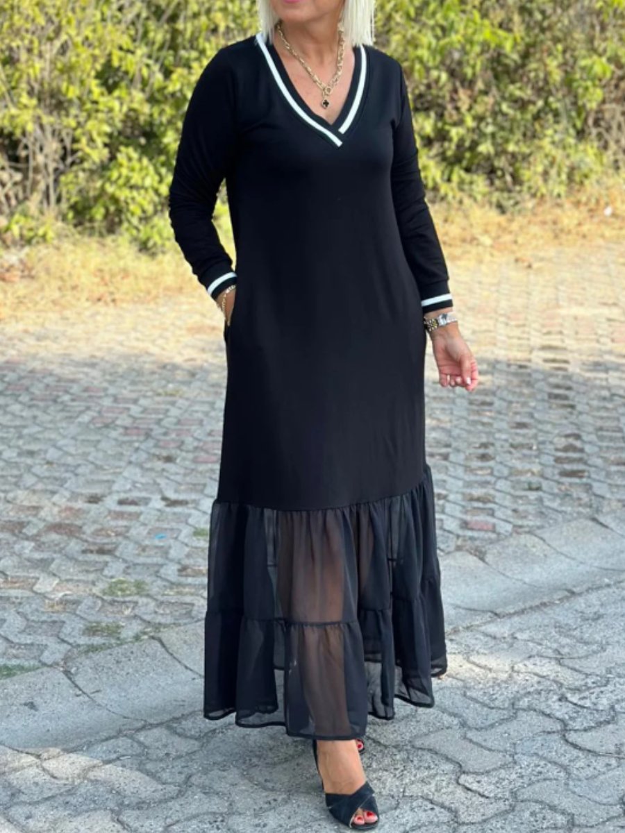 V-neck Casual Slim Long Dress