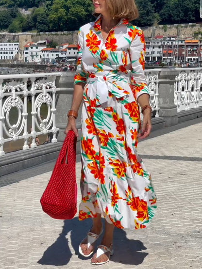 Long Sleeve Floral Shirt Dress