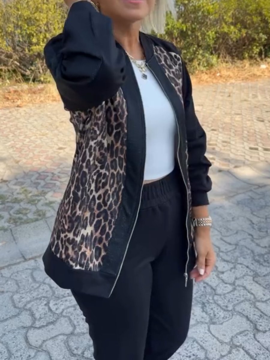 Fashion Slim Fit Elegant Leopard Print Coat