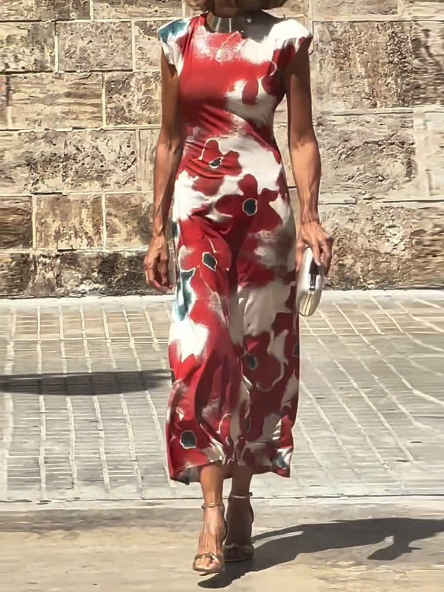 Slim Fit Printed Maxi Dress