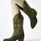 Suede Detailed Embroidered Pointed Toe Western Boots