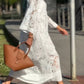 Solid Color Elegant Hollow Lace Dress