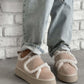 Velcro Striped Plush Sneakers