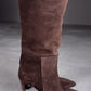 Women's Suede Pleated Slim Boots