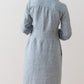 Long Sleeve Washed Pleated Linen Dress