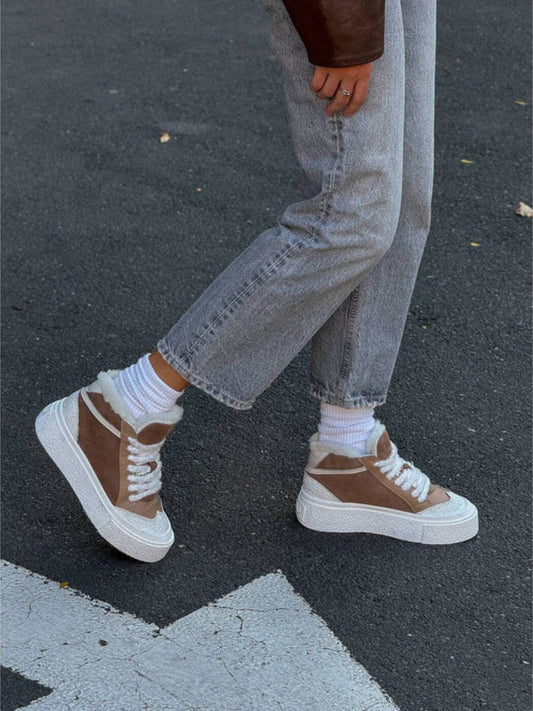 Suede Natural Sheep Wool High Top Sneakers