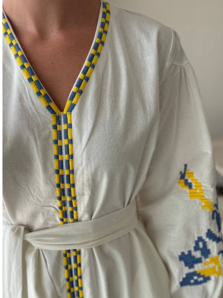 Loose White Embroidered Wheat Dress