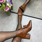 Women's Crocodile Pattern Genuine Leather Chunky High Heels