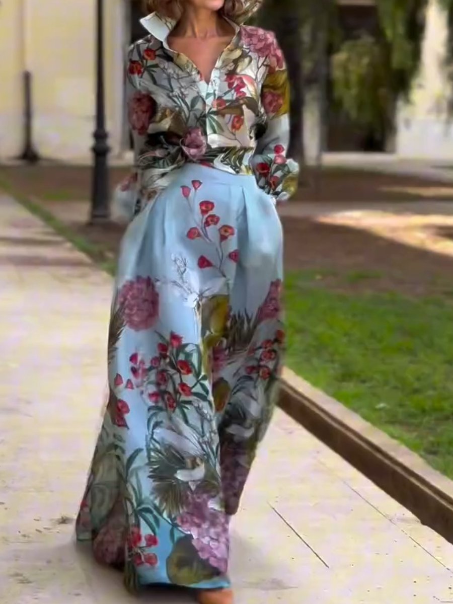 Fashion Long Sleeve Floral Loose Maxi Dress