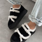 Velcro Striped Plush Sneakers