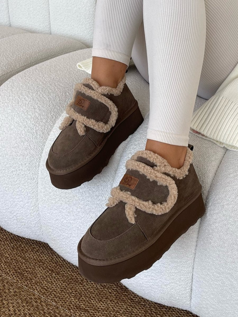 New Autumn and Winter Women's Natural Suede Shoes