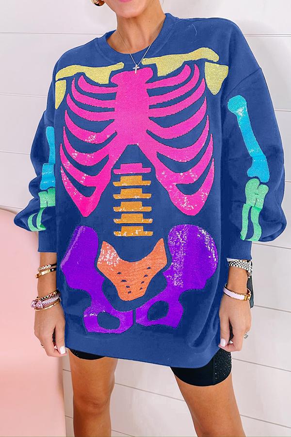 Rainbow Skeleton Sweatshirt Dress