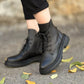 Black Genuine Leather Warm Women's Boots