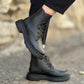 Black Genuine Leather Warm Women's Boots