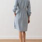 Long Sleeve Washed Pleated Linen Dress