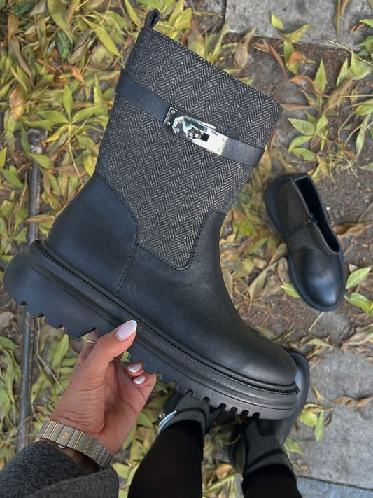 Women's Colorblock Button Detail Boots