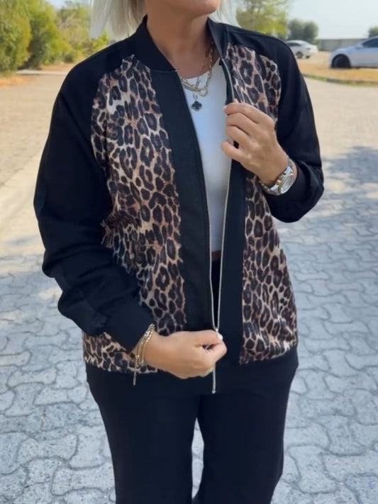 Fashion Slim Fit Elegant Leopard Print Coat