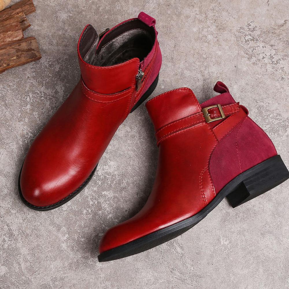 Cozy Leather Flat Boots