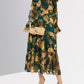 Green/Brown Floral Maxi Casual Dress