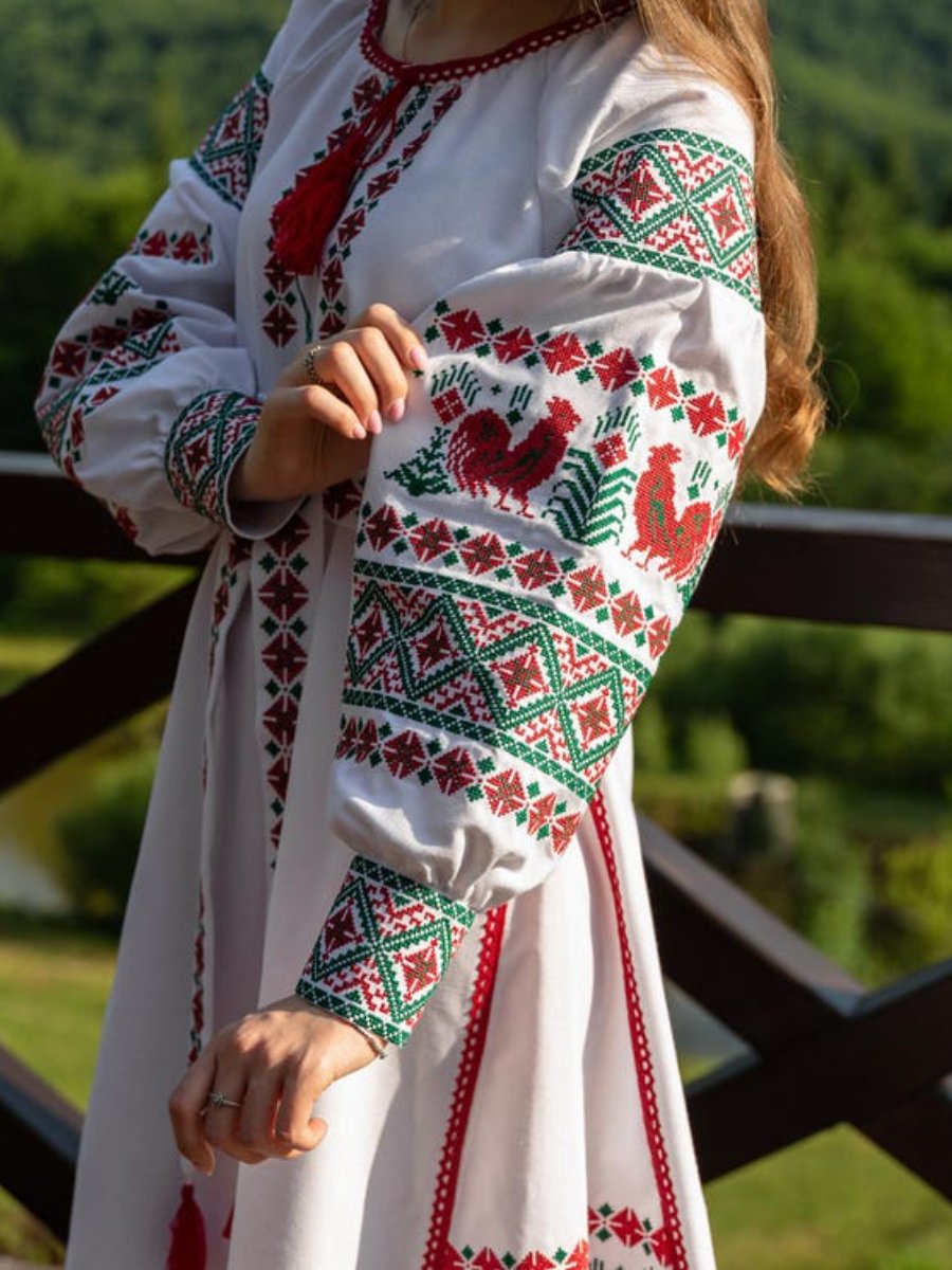 Elegant White Floral Embroidered Dress