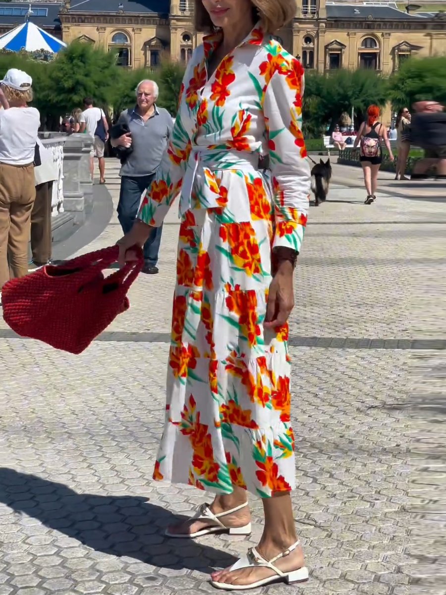 Long Sleeve Floral Shirt Dress