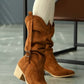 Suede Curly Spotted Nose Boots