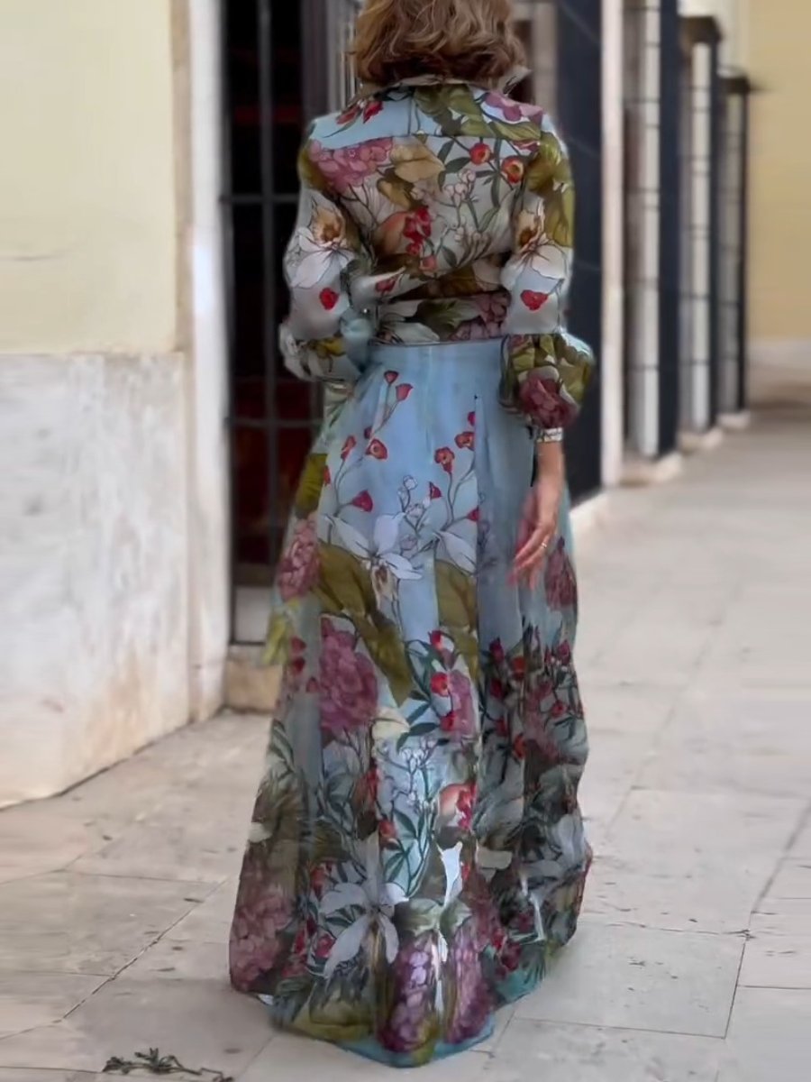 Fashion Long Sleeve Floral Loose Maxi Dress