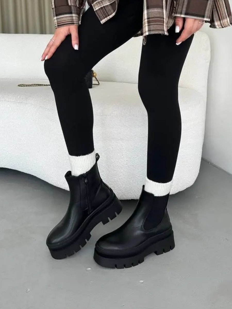 Women's Autumn Leather Thick-soled Boots