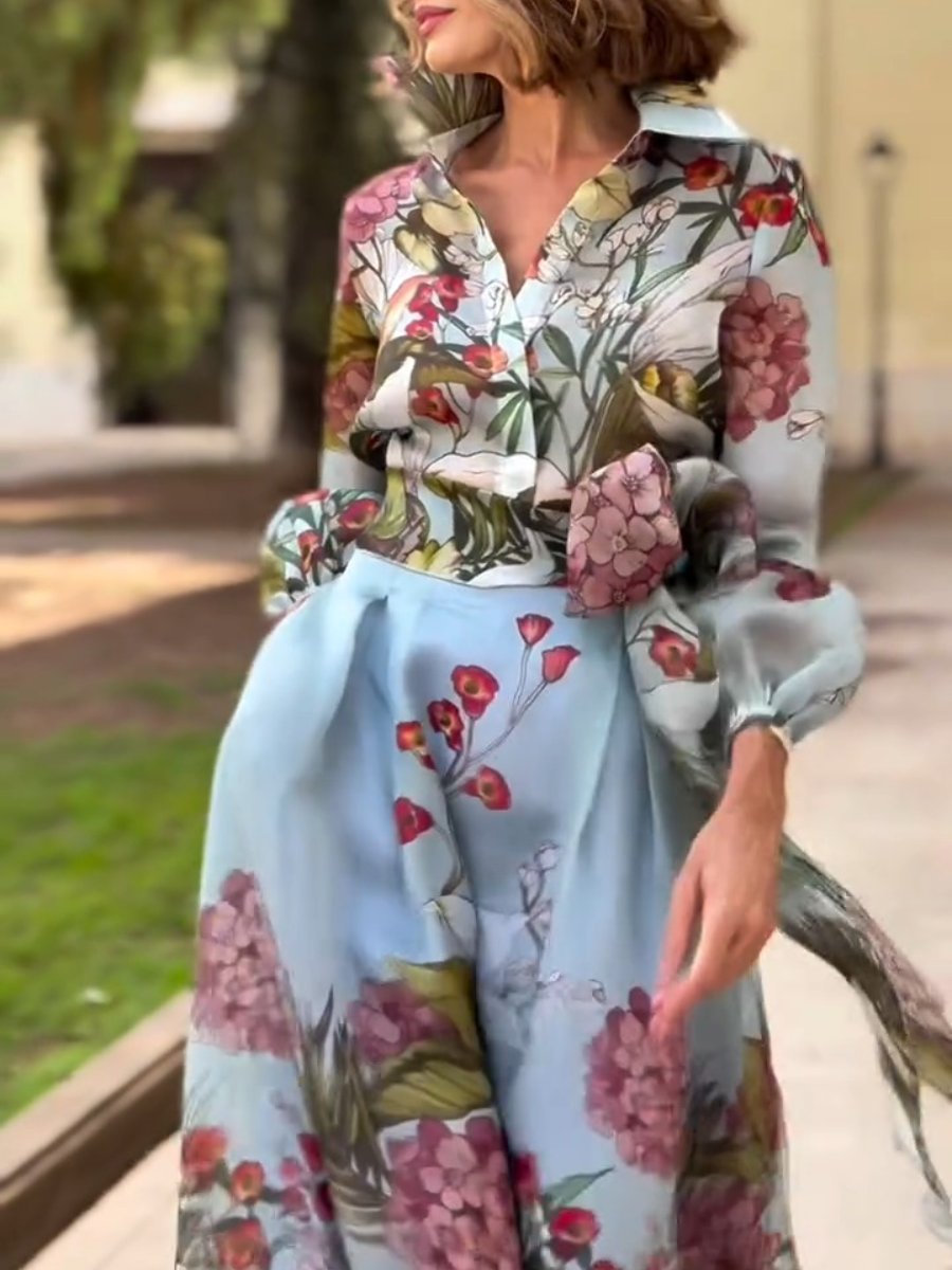 Fashion Long Sleeve Floral Loose Maxi Dress