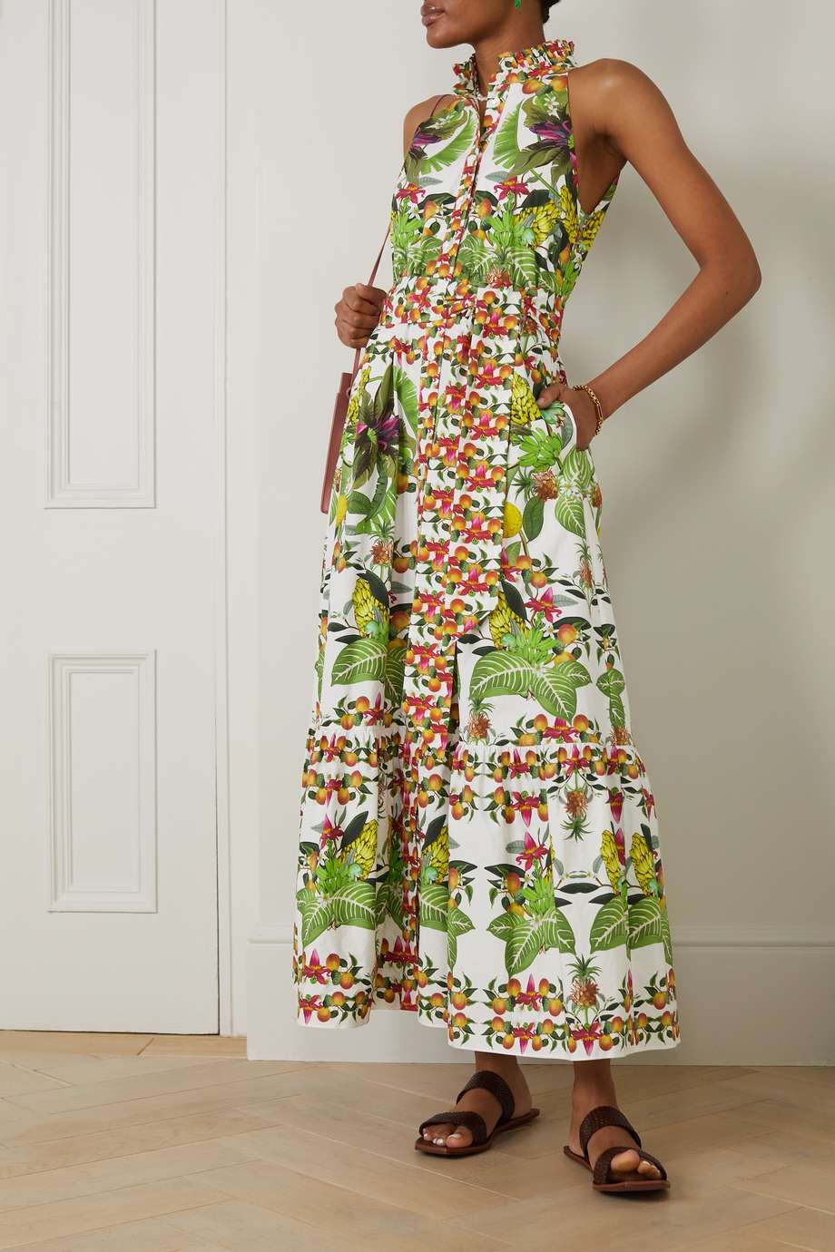 Biba tiered printed cotton-poplin maxi dress