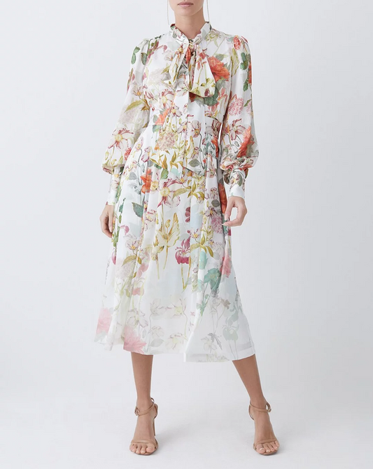 Millen Crinkle Chiffon Floral Midi Dress